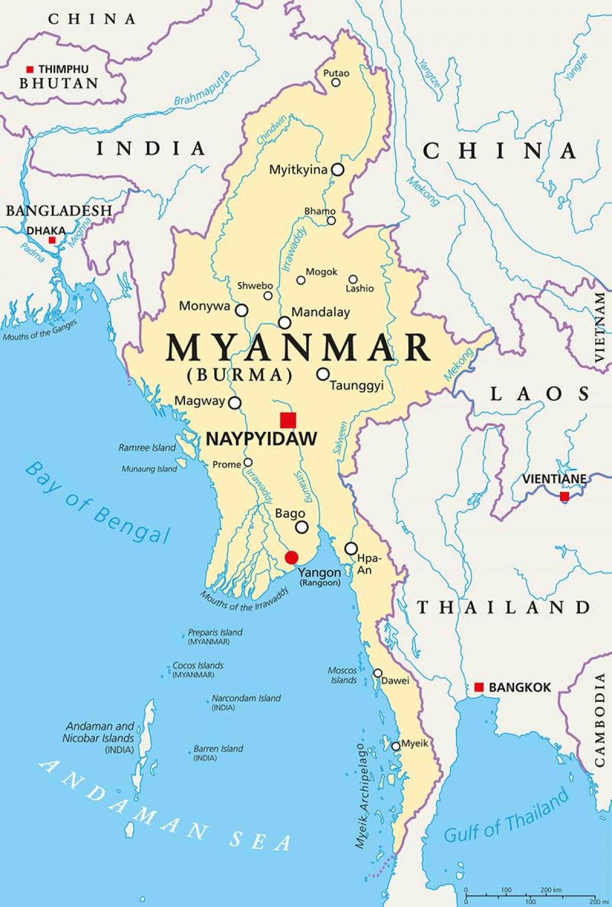 Mianmar ország térkép