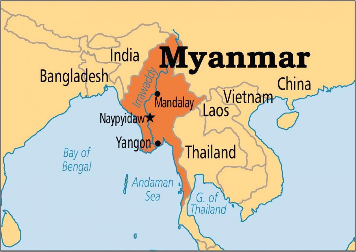 elhelyezkedés a Mianmari a világ térkép