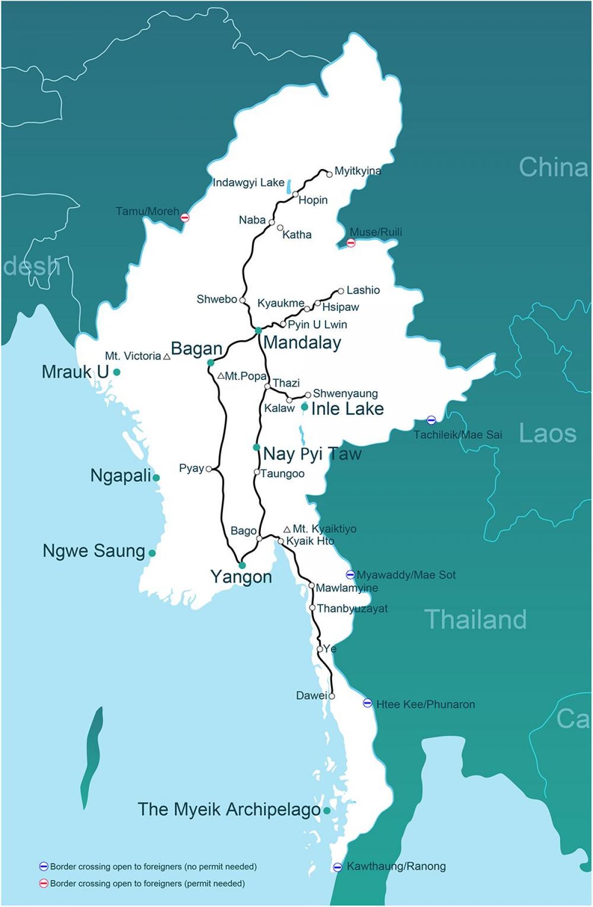 egy térkép Mianmarban