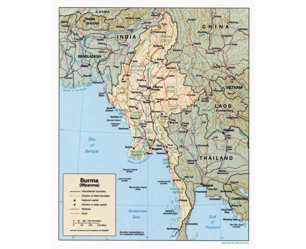 térkép Mianmari a városok