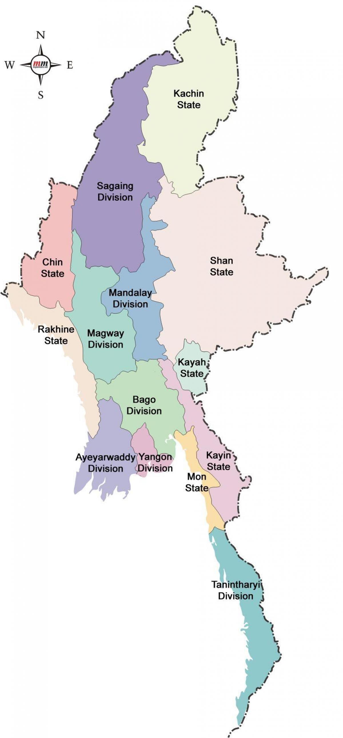 Burma államok térkép