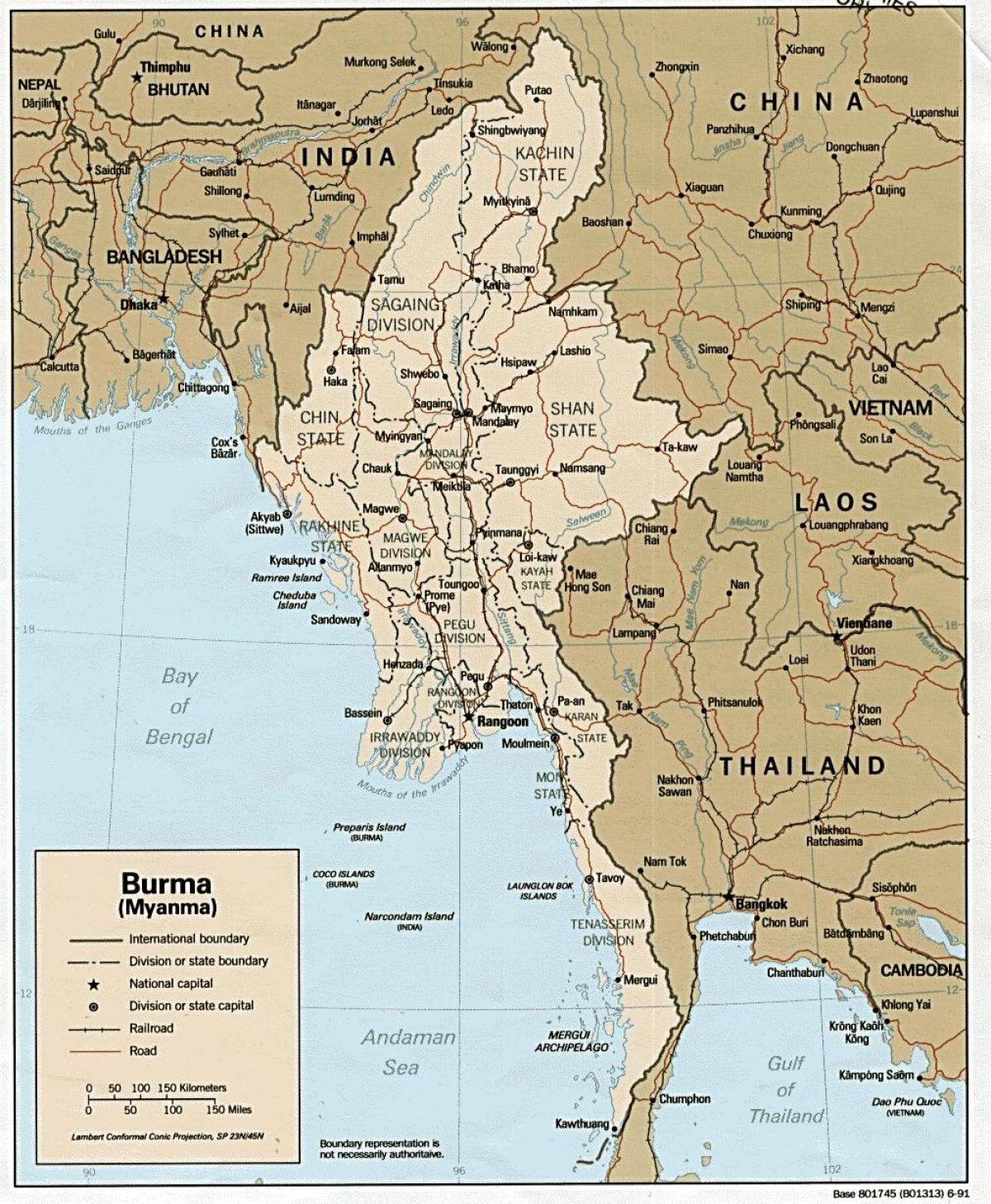 Mianmar térkép hd